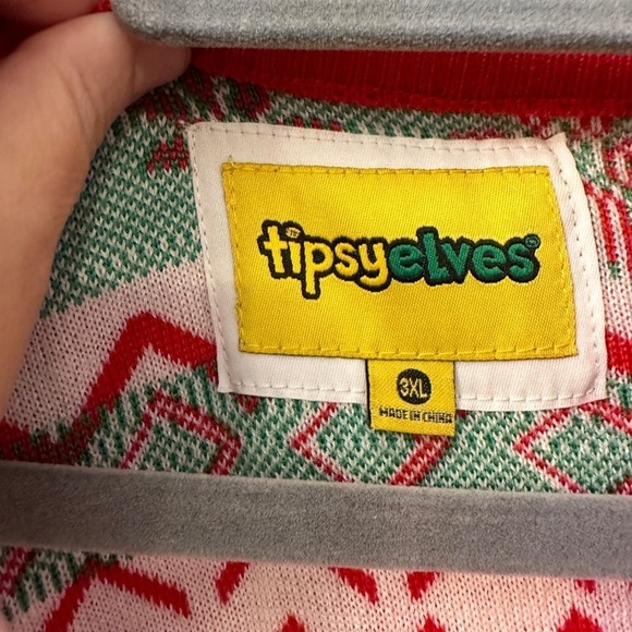 Tipsy Elves Men’s Christmas Reindeer Fair Isle Sweater Red 3XL - Picture 8 of 11